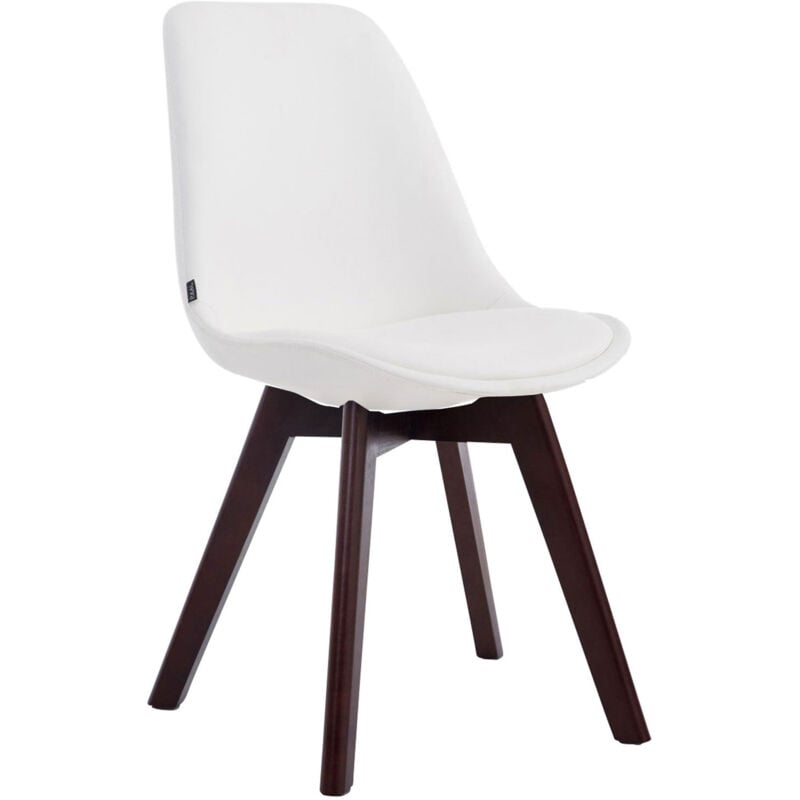 foto del prodotto sedia da sala da pranzo x1 in stile scandinavo con supporto in pvc bianco 4 gambe in legno color noce 100003751