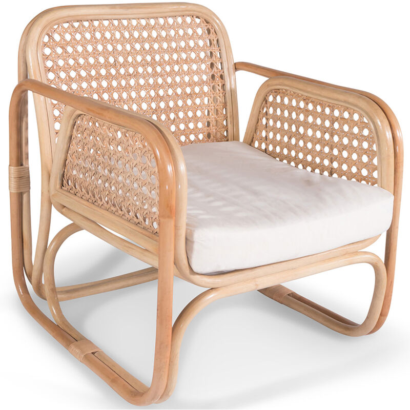 foto del prodotto sedia da salotto in rattan sedia di design boho bali qawa bianco