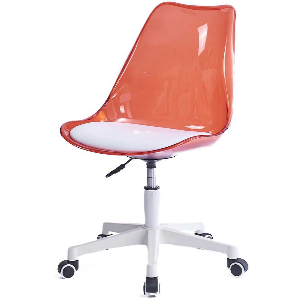 foto del prodotto sedia da scrivania con ruote e schienale trasparente rosso poltrona da ufficio