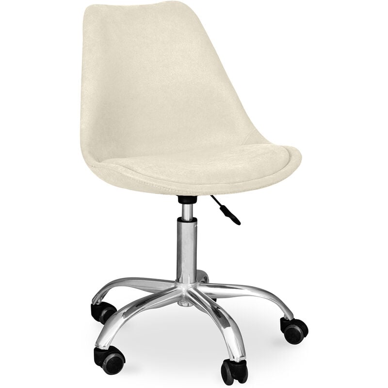 foto del prodotto sedia da scrivania con ruote imbottita tulip beige