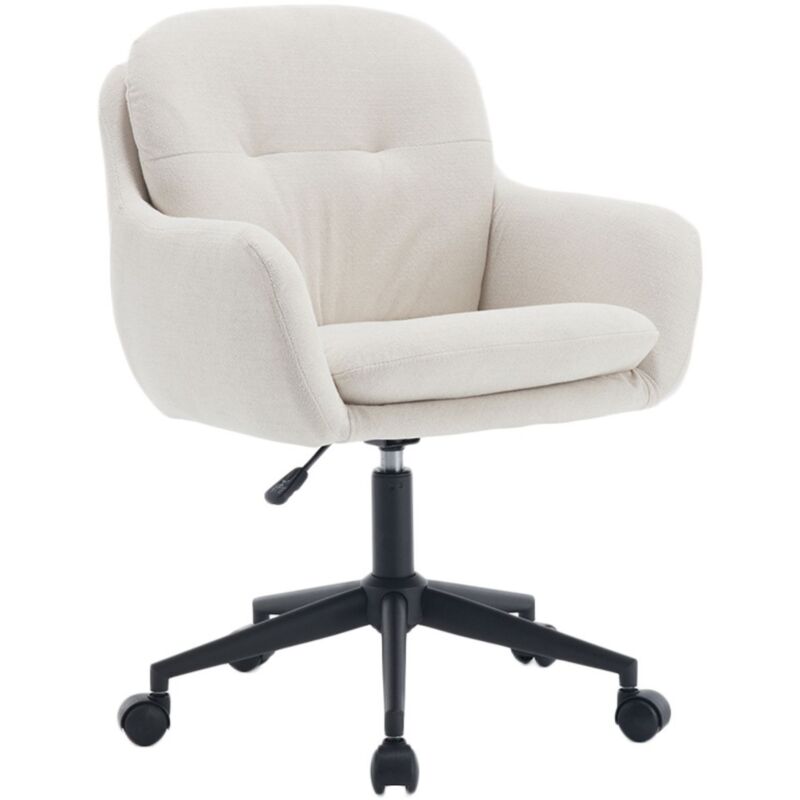 foto del prodotto sedia da scrivania girevole in tessuto sedia da ufficio imbottita poltrona da scrivania con rotelle regolabile poltrona ufficio, beige