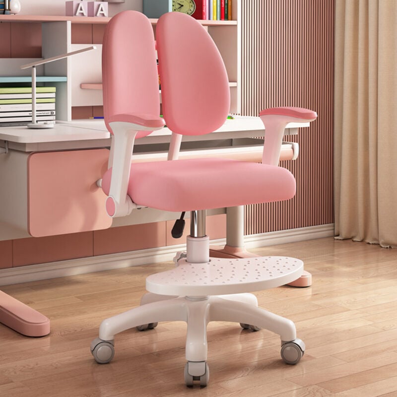 foto del prodotto sedia da scrivania per bambini con ruote a 360 gradi, sedia ergonomica per computer per studio, sedia girevole regolabile con braccioli e poggiapiedi
