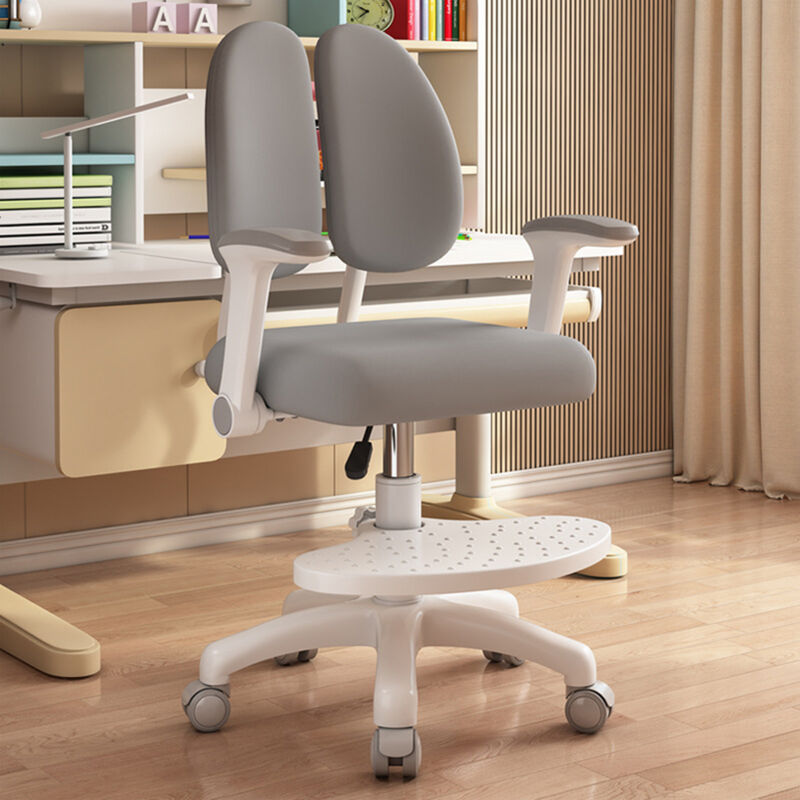 foto del prodotto sedia da scrivania per bambini con ruote a 360 gradi, sedia ergonomica per computer per studio, sedia girevole regolabile con braccioli e poggiapiedi