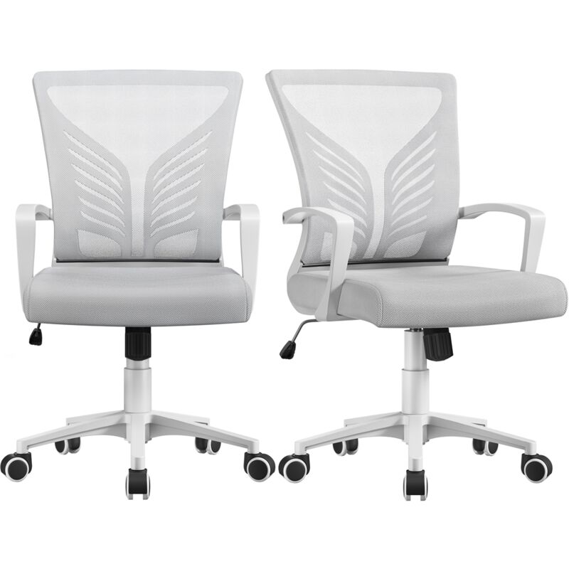foto del prodotto sedia da scrivania ufficio ergonomica a rotelle girevole reclinabile in rete traspirante con braccioli altezza regolabile portata 136 kg 2, grigio