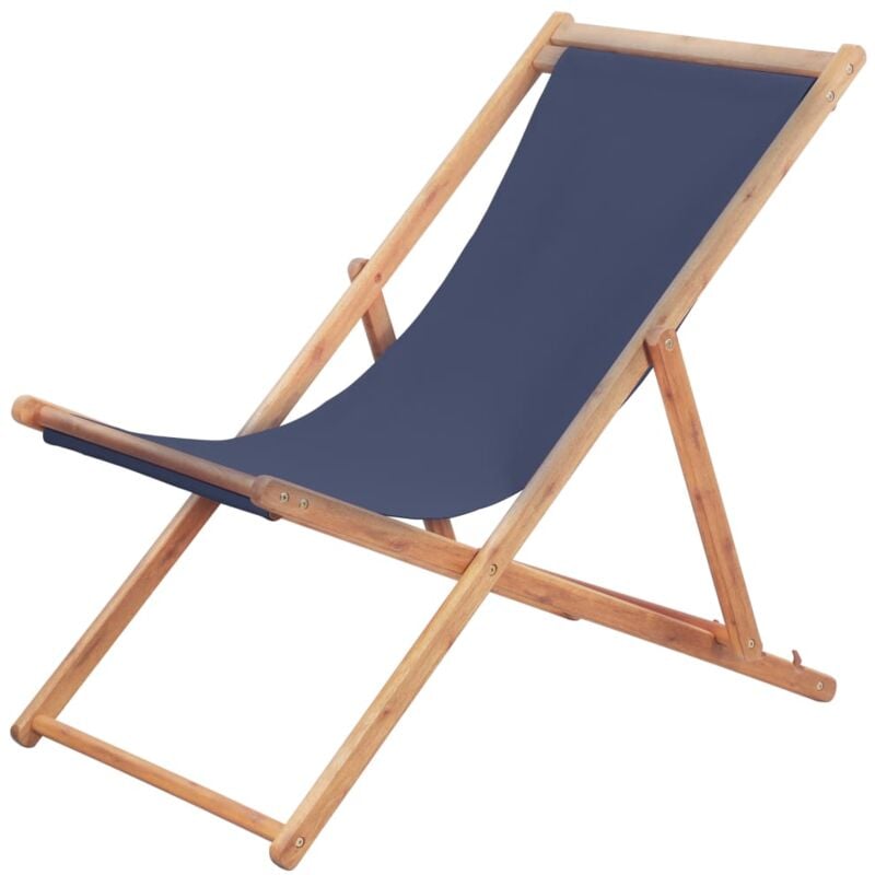 foto del prodotto sedia da spiaggia robusto telaio in legno e rivestimento in tessuto vari colori colore blu