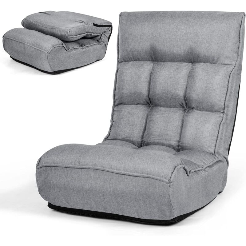 foto del prodotto sedia da terra pieghevole, sedia da pavimento con schienale regolabile, sedia morbida con struttura metallica, design ergonomico, ideale per