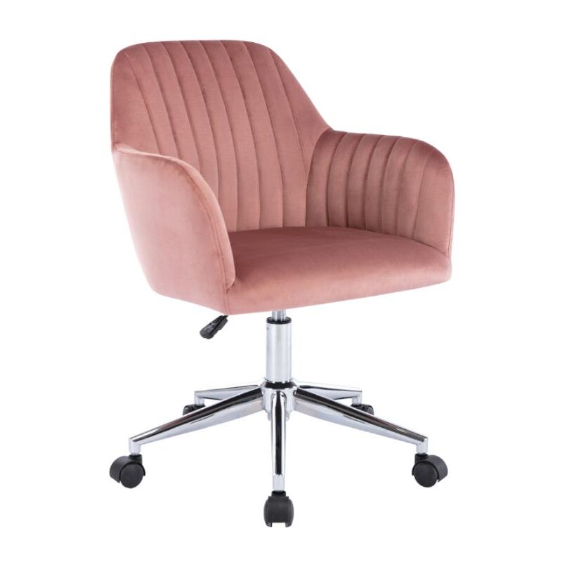 foto del prodotto sedia da ufficio altezza regolabile velluto rosa eleana
