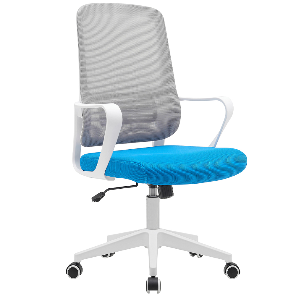 foto del prodotto sedia da ufficio blu e grigio poltrona da scrivania girevole regolabile 98-108cm