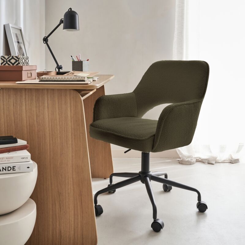 foto del prodotto sedia da ufficio boucl con rotelle, kaki