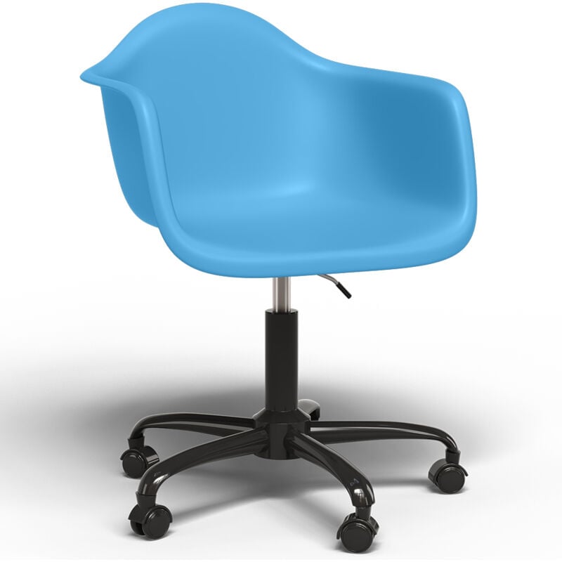 foto del prodotto sedia da ufficio con braccioli sedia da scrivania con ruote struttura nera weston blu