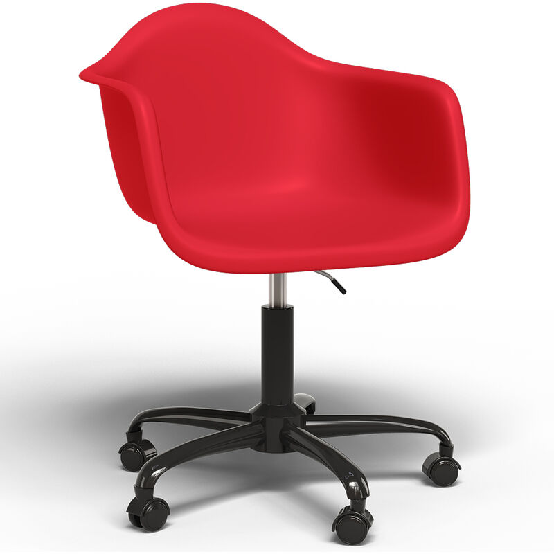 foto del prodotto sedia da ufficio con braccioli sedia da scrivania con ruote struttura nera weston rosso