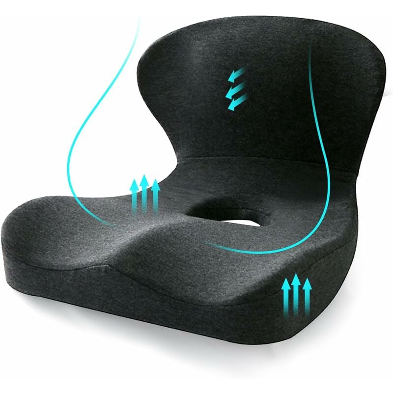 foto del prodotto sedia da ufficio con cuscino, adatta per schiena e glutei, sedia da ufficio con cuscino ergonomico a forma di l. scocca e supporto robusti, adatti