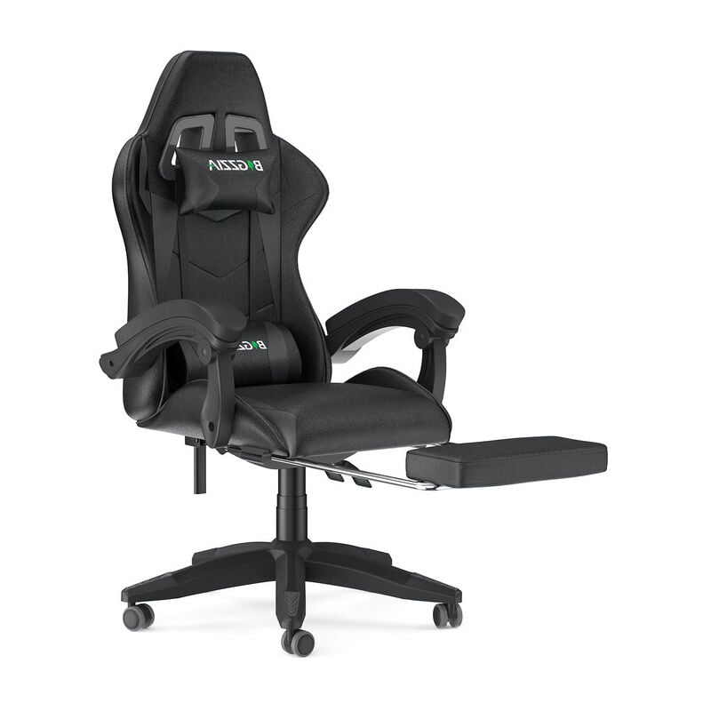 foto del prodotto sedia da ufficio con poggiapiedi, ergonomica, per gamer, con cuscino lombare e poggiatesta, regolabile in altezza, sedia per computer, per ufficio