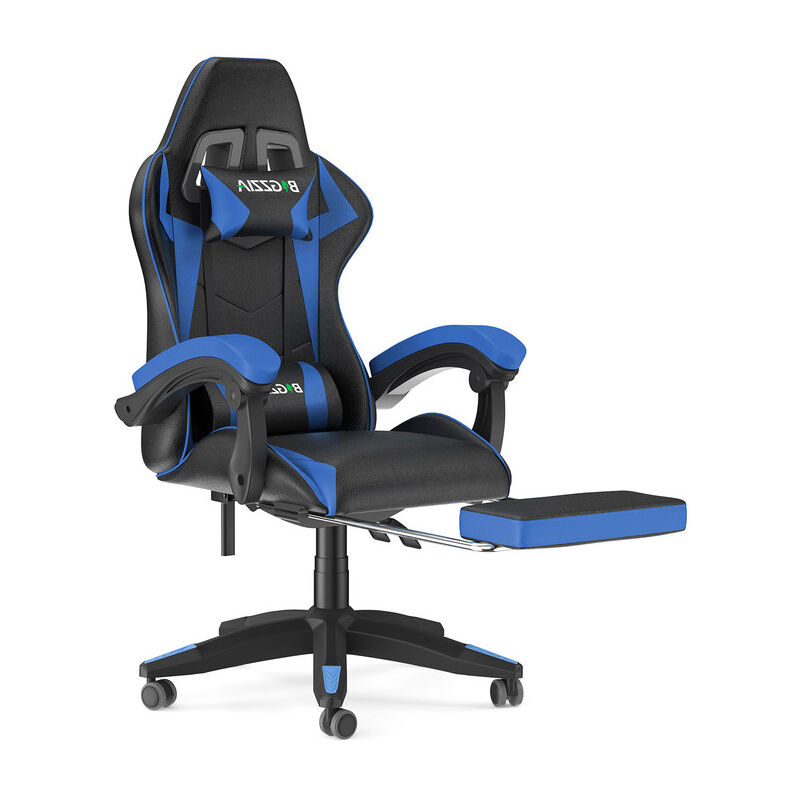 foto del prodotto sedia da ufficio con poggiapiedi, ergonomica, per gamer, con cuscino lombare e poggiatesta, regolabile in altezza, sedia per computer, per ufficio
