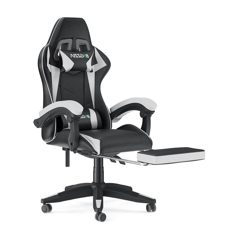 foto del prodotto sedia da ufficio con poggiapiedi, ergonomica, per gamer, con cuscino lombare e poggiatesta, regolabile in altezza, sedia per computer, per ufficio
