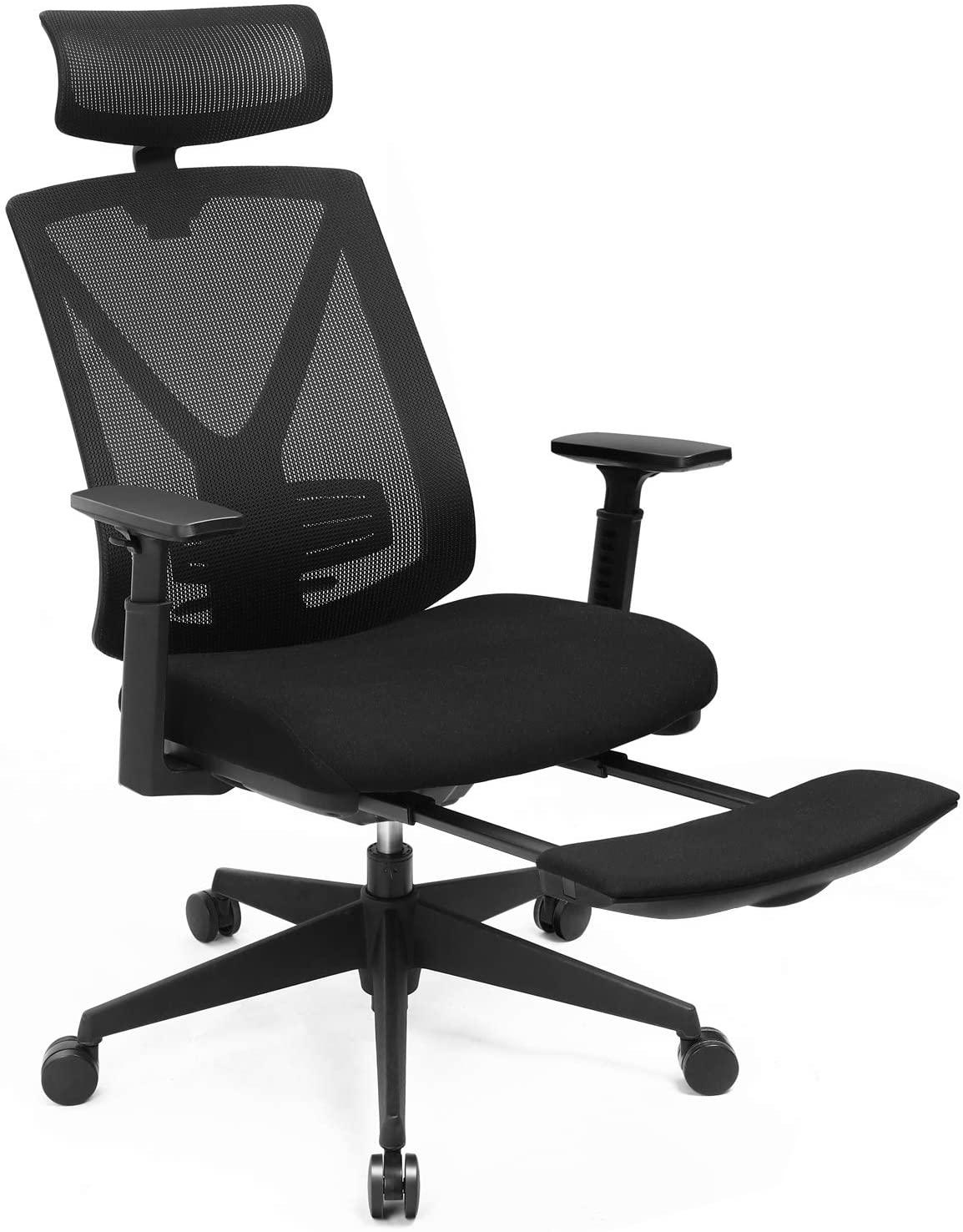 foto del prodotto sedia da ufficio con poggiapiedi sedia da ufficio ergonomica in rete meccanismo di inclinazione 90 135 max. portata 150 kg nero 12 0000410