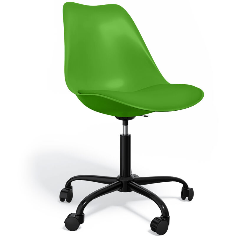 foto del prodotto sedia da ufficio con ruote sedia girevole per scrivania struttura nera tulip verde