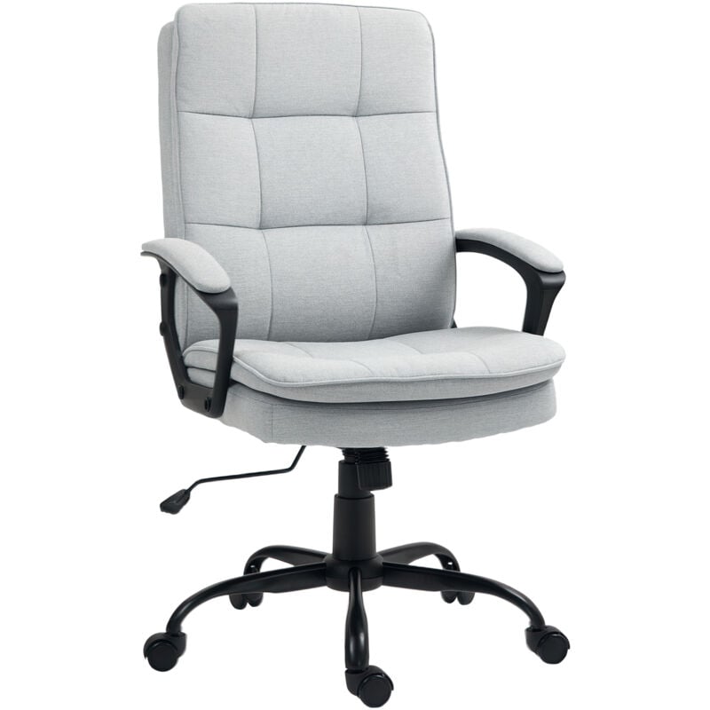 foto del prodotto sedia da ufficio con schienale alto, altezza regolabile e dondolo, grigio homcom