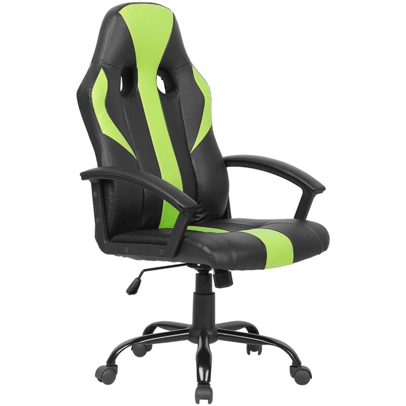 foto del prodotto sedia da ufficio ecopelle nera e verde altezza regolabile e inclinabile success