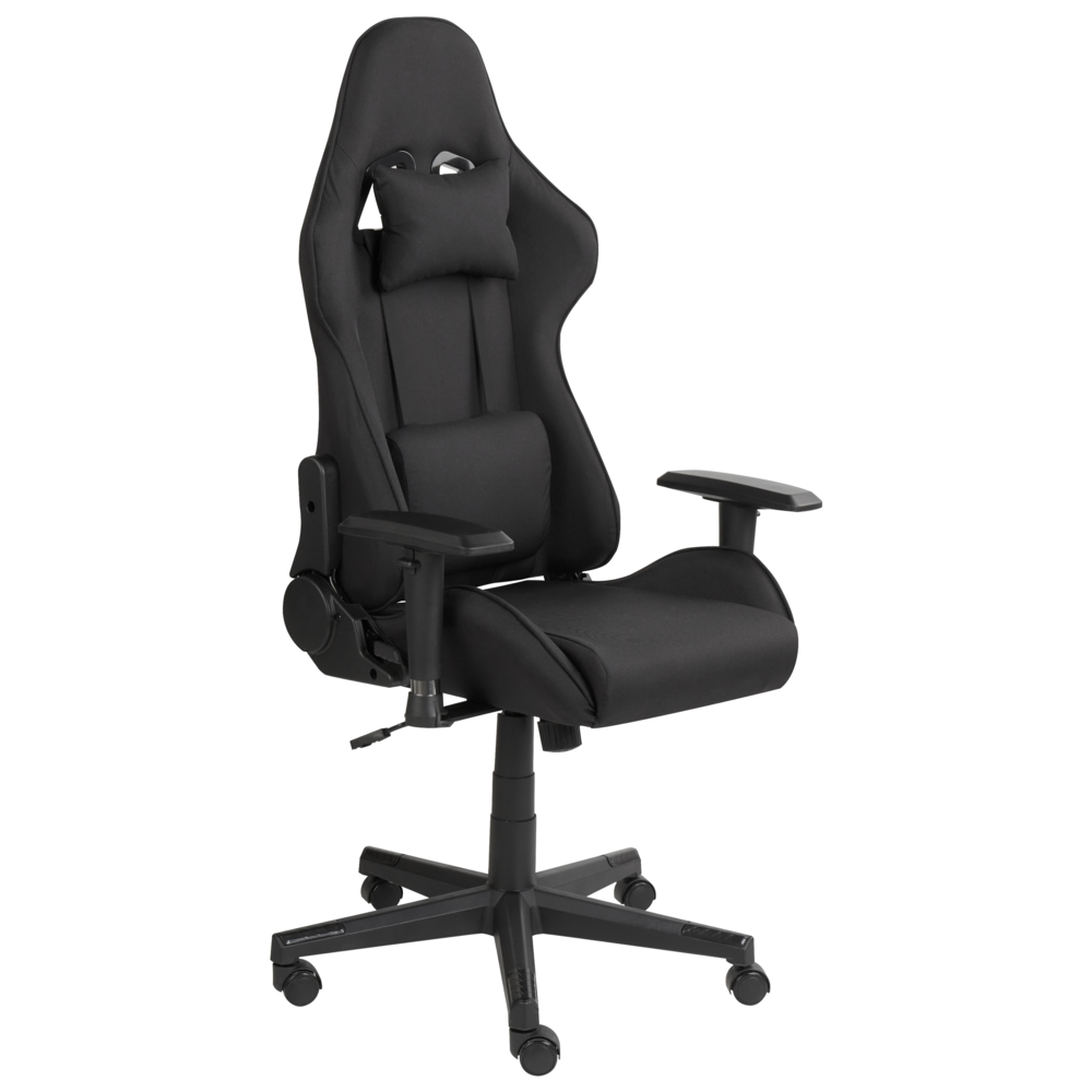 foto del prodotto sedia da ufficio ergonomica in tessuto con braccioli regolabili di colore nero poltrona gaming stile moderno