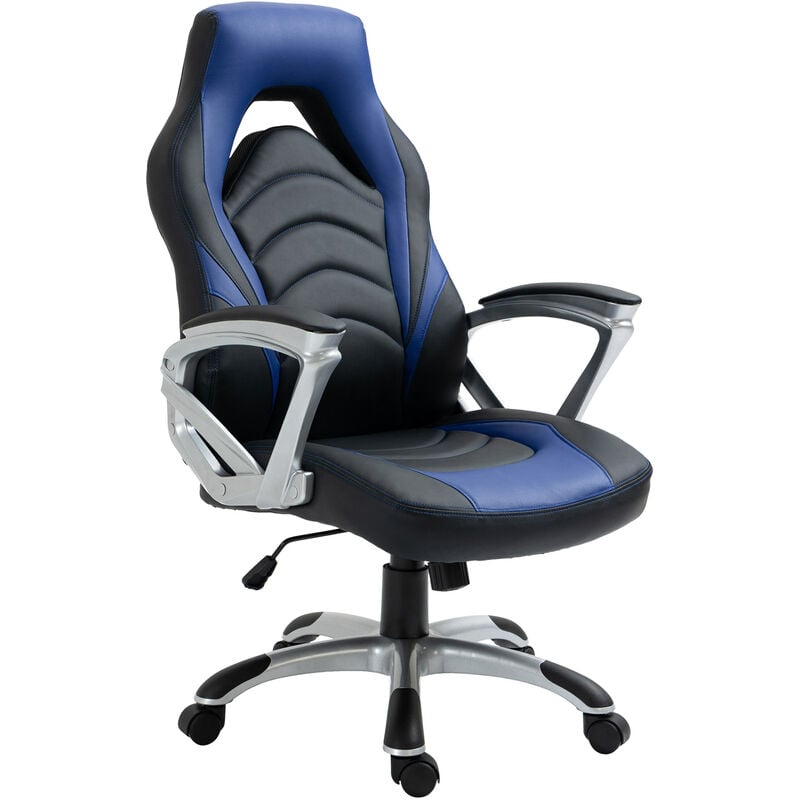 foto del prodotto sedia da ufficio foxton in finta pelle nero blu
