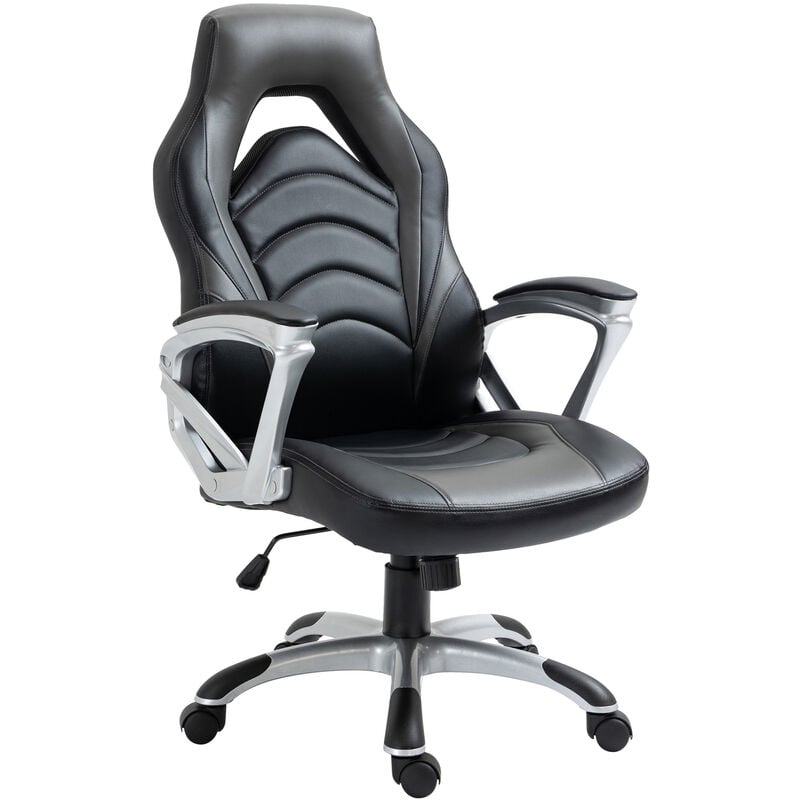 foto del prodotto sedia da ufficio foxton in finta pelle nero grigio