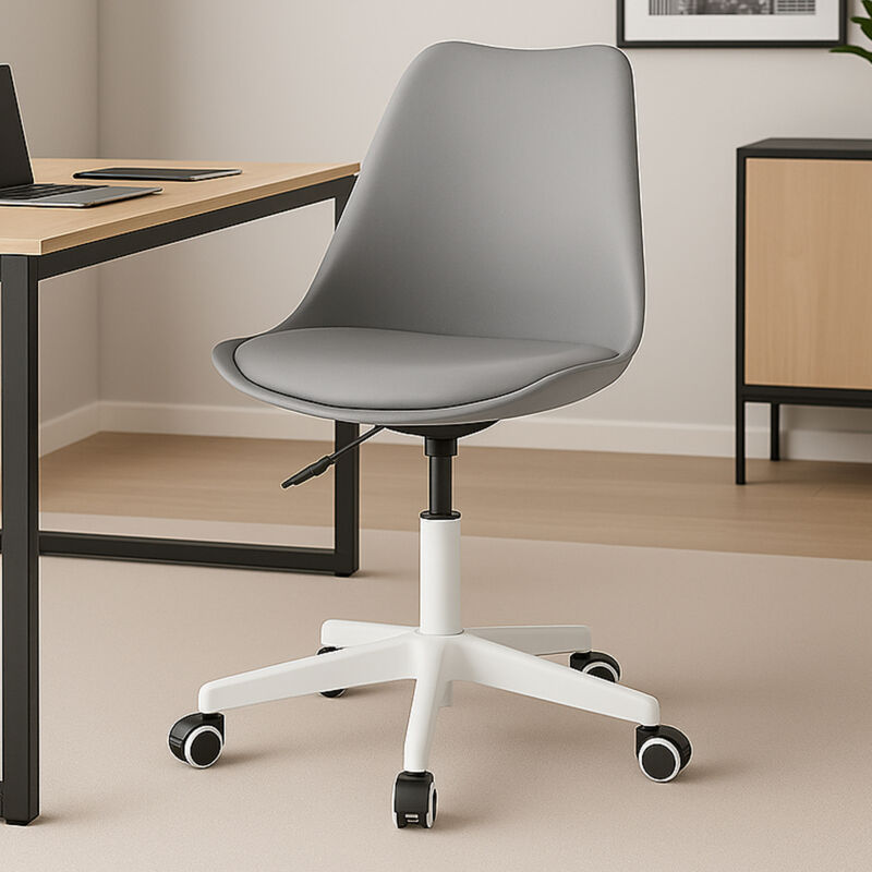 foto del prodotto sedia da ufficio full grigio poltrona da studio e casa ergonomica con ruote