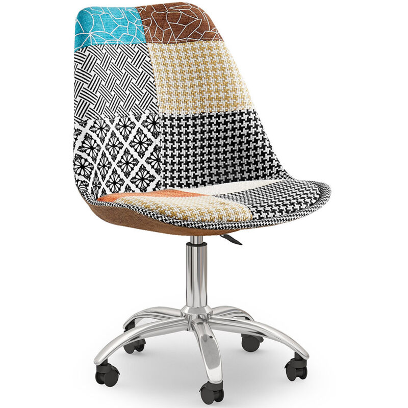 foto del prodotto sedia da ufficio girevole tappezzeria patchwork patty multicolore