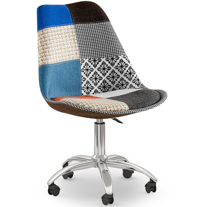 foto del prodotto sedia da ufficio girevole tappezzeria patchwork pixi multicolore