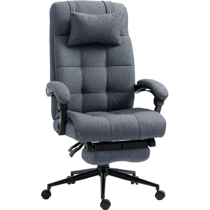 foto del prodotto sedia da ufficio imbottita ergonomica e reclinabile in lino grigio vinsetto