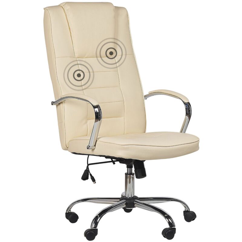foto del prodotto sedia da ufficio massaggiante in ecopelle beige riscaldata 4 modalit gaming studio grandeur