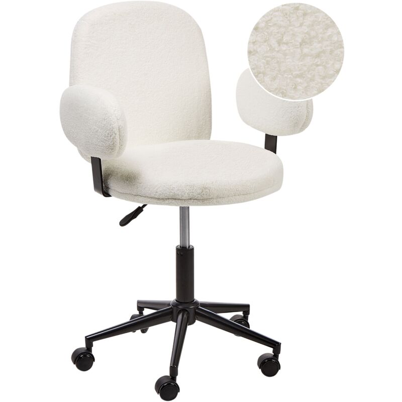 foto del prodotto sedia da ufficio moderna poltrona altezza regolabile boucle off white moraga