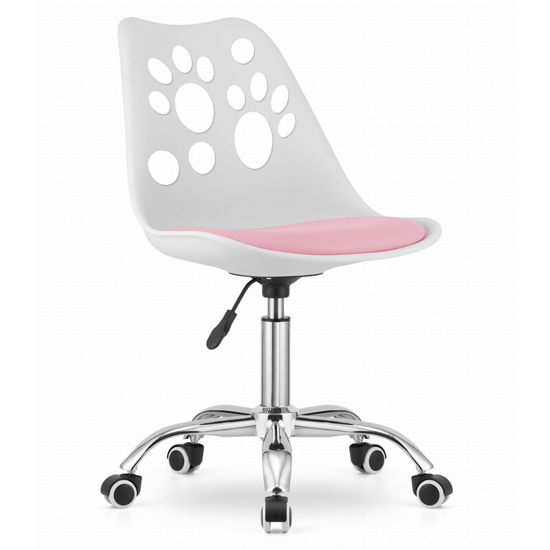 foto del prodotto sedia da ufficio per bambini print regolabile in altezza bianco rosa