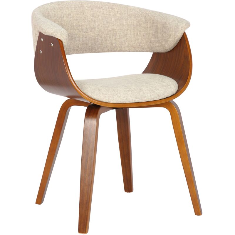 foto del prodotto sedia da ufficio per sala da pranzo in stile scandinavo con rivestimento in tessuto crema, struttura in legno color noce 100002197