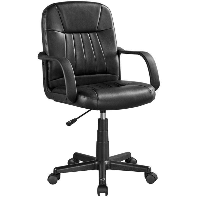 foto del prodotto sedia da ufficio scrivania girevole ergonomica in ecopelle imbottita altezza regolabile con braccioli e ruote nera yaheetech
