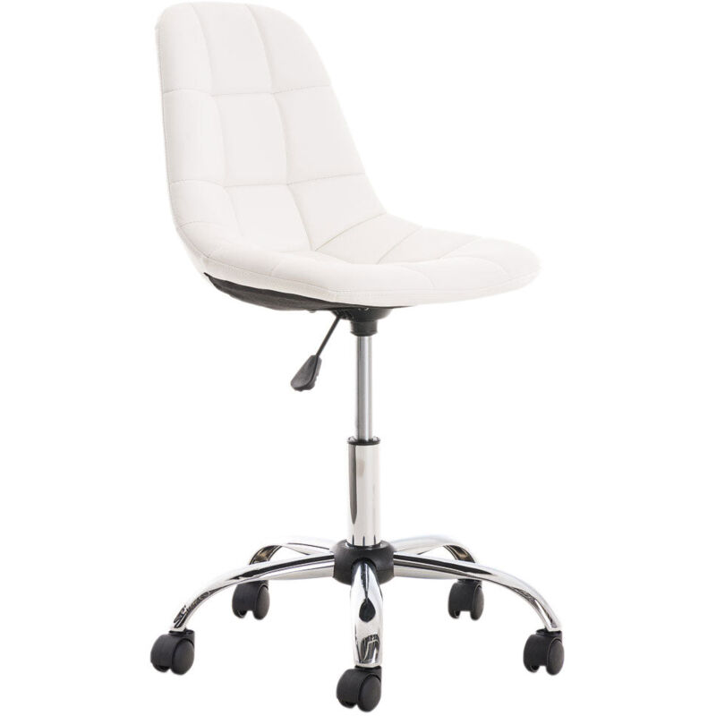 foto del prodotto sedia da ufficio sgabello su ruote regolabile in altezza in pvc bianco e metallo cromato 100002484