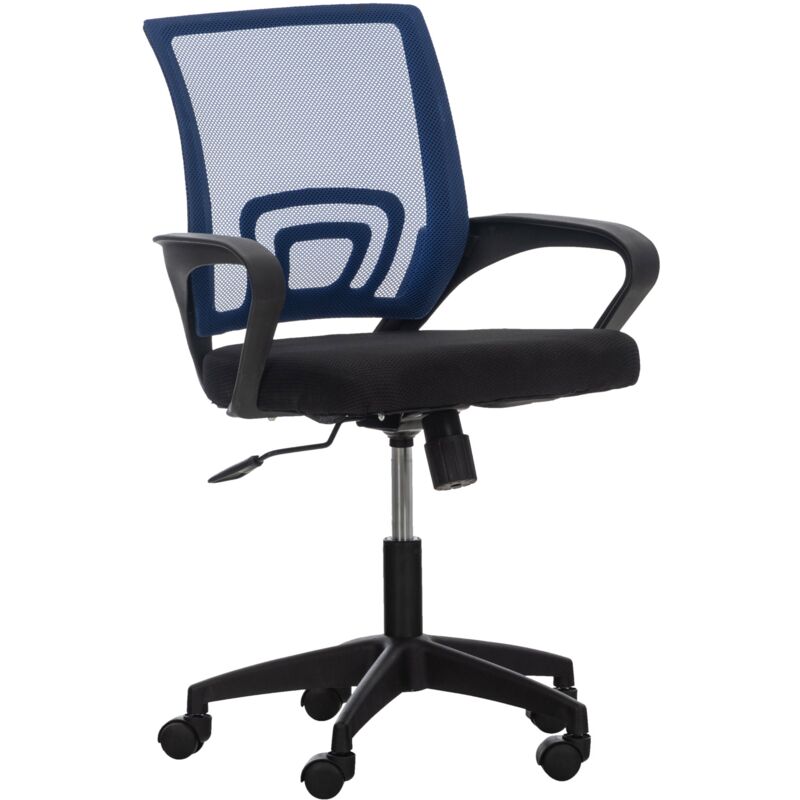 foto del prodotto sedia da ufficio su ruote con braccioli regolabili in altezza in microfibra blu 100002356