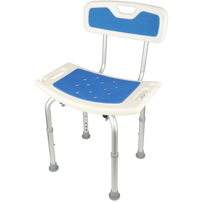 foto del prodotto sedia da vasca da bagno e da doccia con schienale regolabile haloyo antiscivolo, per persone vecchie e anziane,51x26x71 83cm,blu