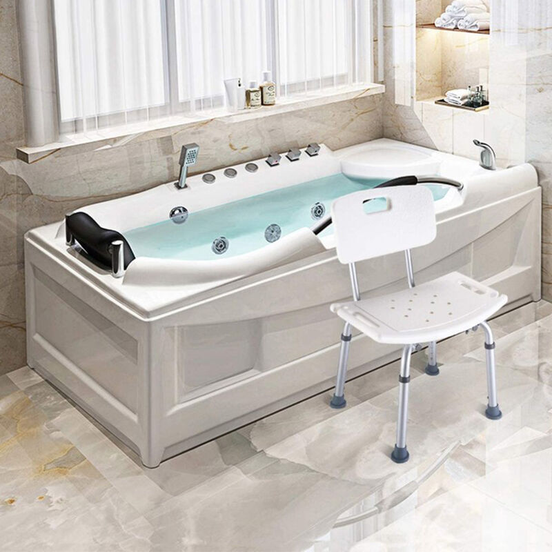 foto del prodotto sedia da vasca da bagno e da doccia con schienale regolabile haloyo antiscivolo, per persone vecchie e anziane,551x26x71 83.5 cm,bianco