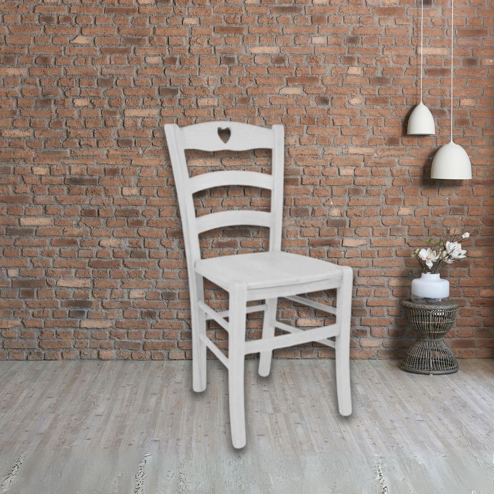 foto del prodotto sedia decoro colore bianco ghiaccio seduta massello