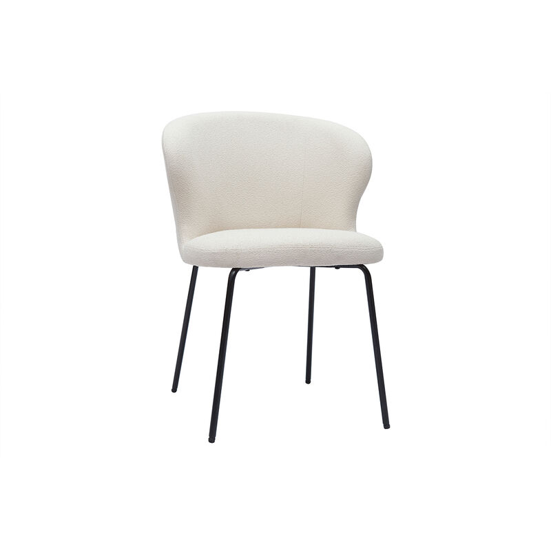 foto del prodotto sedia design bianco in tessuto effetto lana boucl e metallo nero yda