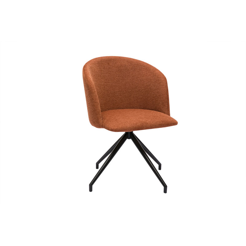 foto del prodotto sedia design girevole a 360 in velluto effetto tessuto terracotta e metallo nero vanity