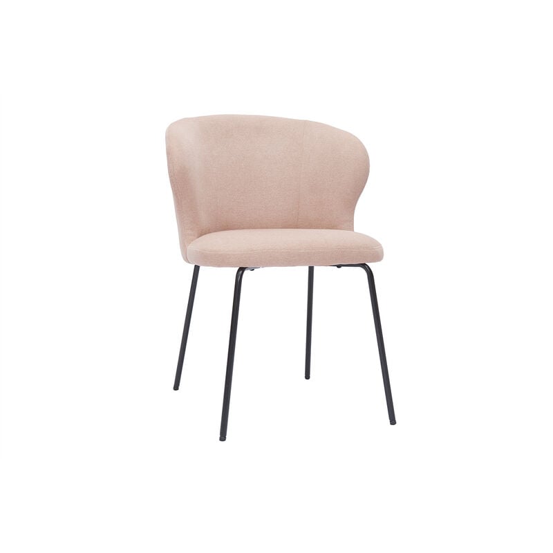 foto del prodotto sedia design in tessuto effetto velluto rosa cipria e metallo nero yda