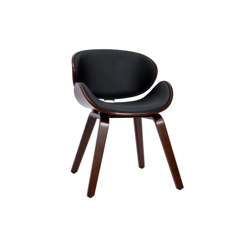 foto del prodotto sedia design nero e legno noce scuro walnut