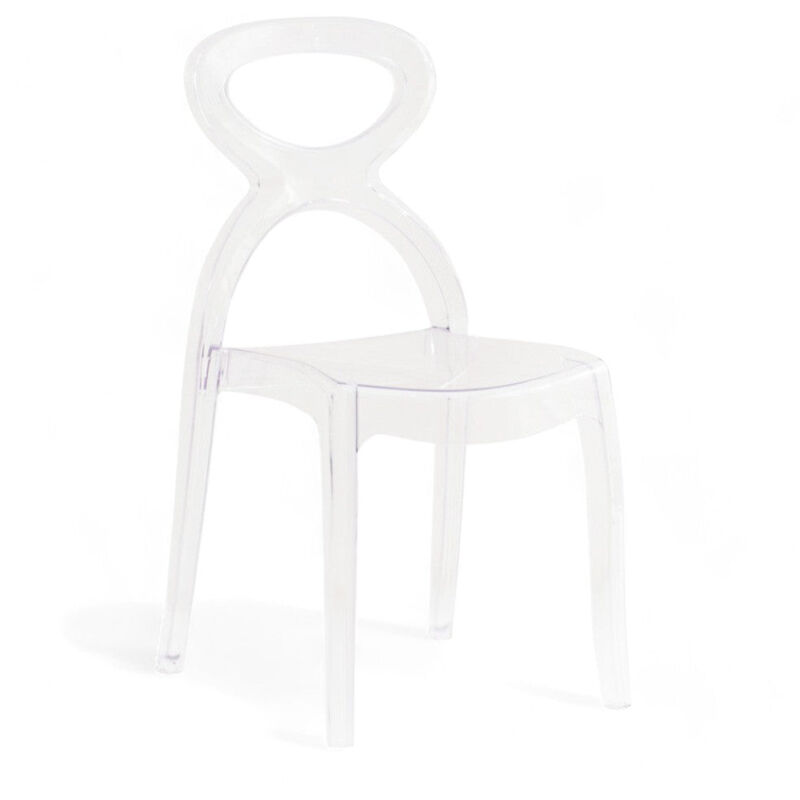 foto del prodotto sedia design trasparente policarbonato resistente da interno ed esterno dimensioni compatte per arredi moderni queba