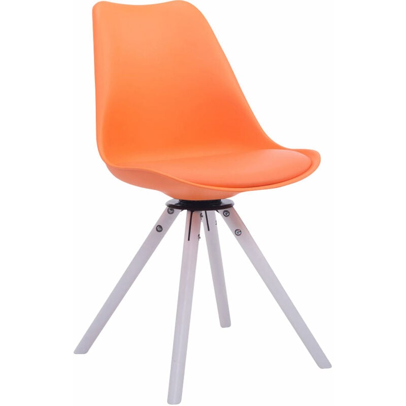 foto del prodotto sedia design troyes girevole similpelle rotondo arancione bianco