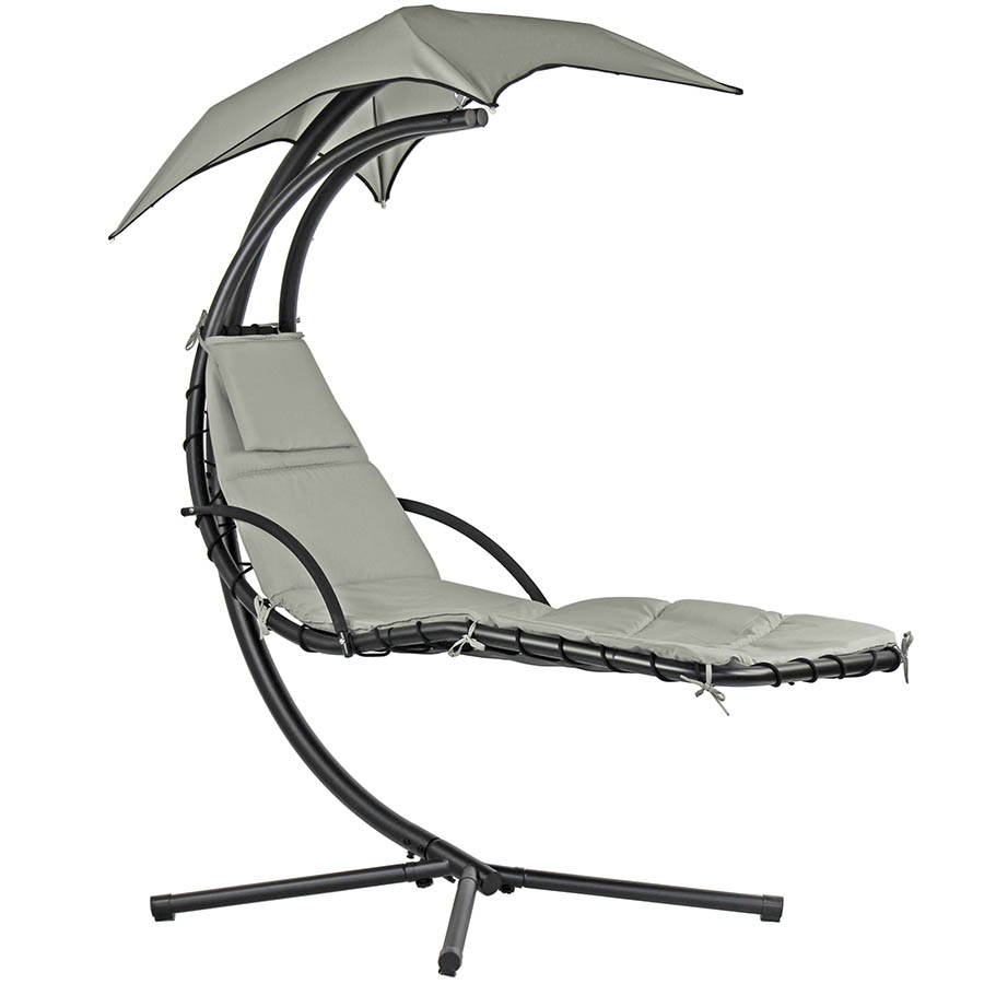 foto del prodotto sedia dondolo pensile relax chaise longue con tettuccio 190x105x205 cm telly panna scuro