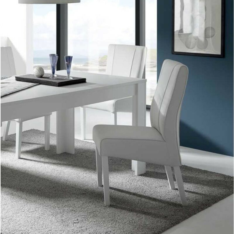 foto del prodotto sedia ecopelle bianco con gambe in legno set 2 sedie sedie cucina e sala da pranzo stilprojectstore.com