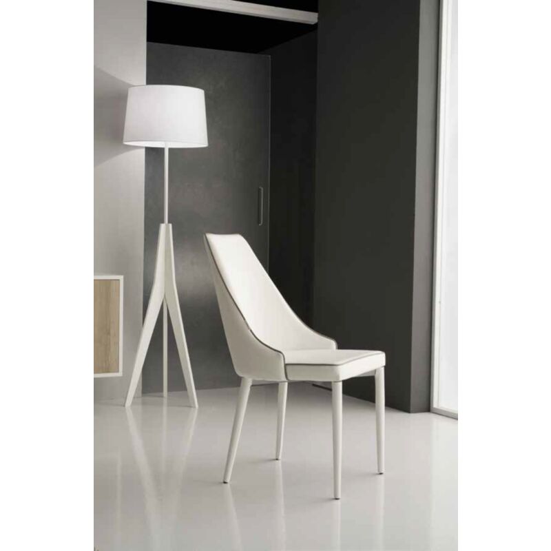foto del prodotto sedia ecopelle bianco iole cuciture contrasto 2 sedie