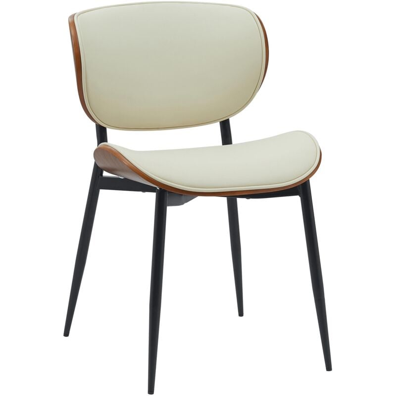 foto del prodotto sedia enid con rivestimento in similpelle o tessuto noce crema finta pelle